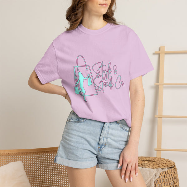 T-Shirt — 'Style & Spark Co.' Pastel Shopper Graphic Tee