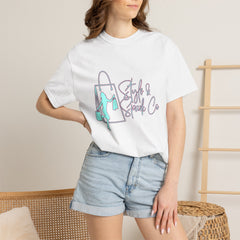 T-Shirt — 'Style & Spark Co.' Pastel Shopper Graphic Tee