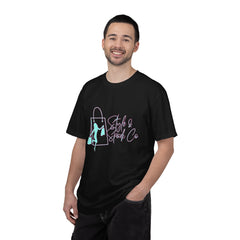 T-Shirt — 'Style & Spark Co.' Pastel Shopper Graphic Tee
