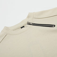 Men’s Heavyweight Zipper T-Shirt Loose Round Neck Short Sleeve Tee