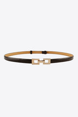 Black White Accessory PU Skinny Belt