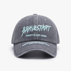 Unisex Curved Brim Baseball Hat Letter Embroidery Washed Casual Cap