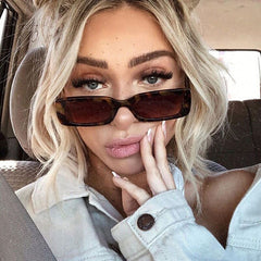 Women’s Small Frame Square Sunglasses Olive Green Trendy Street Style