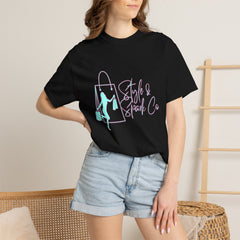 T-Shirt — 'Style & Spark Co.' Pastel Shopper Graphic Tee