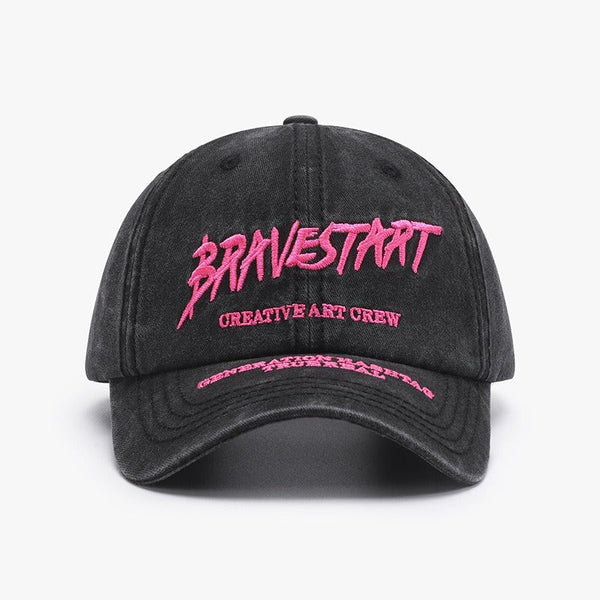 Unisex Curved Brim Baseball Hat Letter Embroidery Washed Casual Cap
