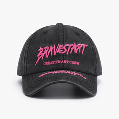 Unisex Curved Brim Baseball Hat Letter Embroidery Washed Casual Cap
