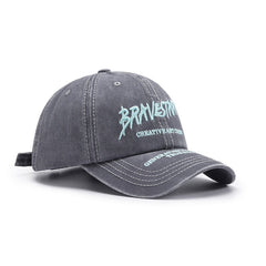 Unisex Curved Brim Baseball Hat Letter Embroidery Washed Casual Cap