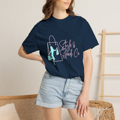 T-Shirt — 'Style & Spark Co.' Pastel Shopper Graphic Tee