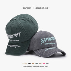 Unisex Curved Brim Baseball Hat Letter Embroidery Washed Casual Cap