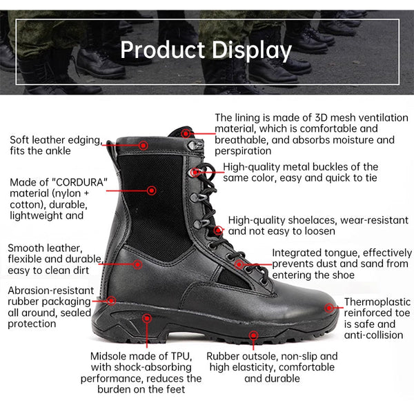VKBO 2.0 Tactical Combat Boots Genuine Leather Military Outdoor