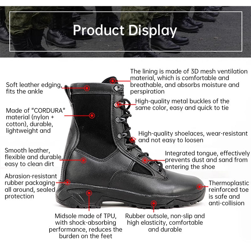 VKBO 2.0 Tactical Combat Boots Genuine Leather Military Outdoor