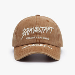 Unisex Curved Brim Baseball Hat Letter Embroidery Washed Casual Cap