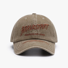 Unisex Curved Brim Baseball Hat Letter Embroidery Washed Casual Cap