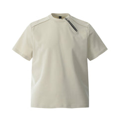 Men’s Heavyweight Zipper T-Shirt Loose Round Neck Short Sleeve Tee