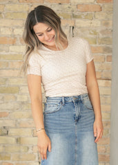 Taupe Floral Lettuce Hem Top