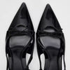 Black Patent Leather Bow Sandals Pointed Toe Thin Heel Strap