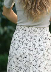 Brown Floral Midi Skirt