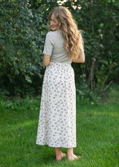 Brown Floral Midi Skirt