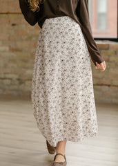 Brown Floral Midi Skirt