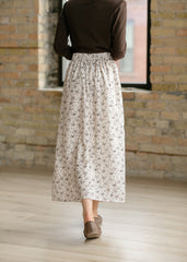 Brown Floral Midi Skirt
