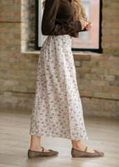 Brown Floral Midi Skirt