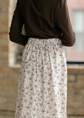 Brown Floral Midi Skirt