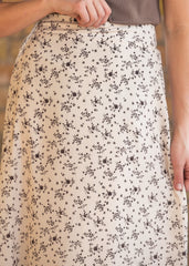 Brown Floral Midi Skirt