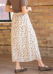Brown Floral Midi Skirt