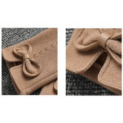 Women’s Black Winter Gloves Warm Elegant Bow Style Casual Outdoor