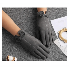 Women’s Black Winter Gloves Warm Elegant Bow Style Casual Outdoor