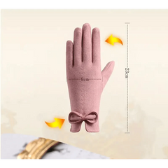 Women’s Black Winter Gloves Warm Elegant Bow Style Casual Outdoor