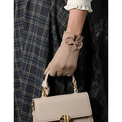Women’s Black Winter Gloves Warm Elegant Bow Style Casual Outdoor