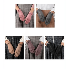Women’s Black Winter Gloves Warm Elegant Bow Style Casual Outdoor