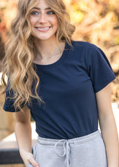 Essential Navy Flutter Sleeve Top