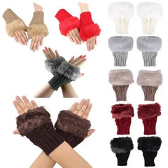 Women’s Fingerless Wool Gloves Warm Knitted Soft Stretchy Trendy Winter
