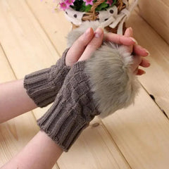 Women’s Fingerless Wool Gloves Warm Knitted Soft Stretchy Trendy Winter