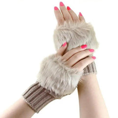Women’s Fingerless Wool Gloves Warm Knitted Soft Stretchy Trendy Winter