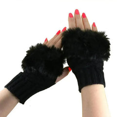 Women’s Fingerless Wool Gloves Warm Knitted Soft Stretchy Trendy Winter