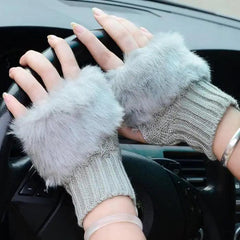 Women’s Fingerless Wool Gloves Warm Knitted Soft Stretchy Trendy Winter