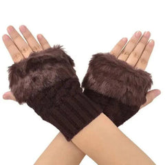 Women’s Fingerless Wool Gloves Warm Knitted Soft Stretchy Trendy Winter