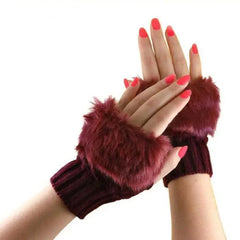 Women’s Fingerless Wool Gloves Warm Knitted Soft Stretchy Trendy Winter