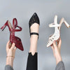 High heeled sandals with pointed hollow high heels for women