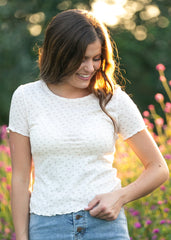 Taupe Floral Lettuce Hem Top