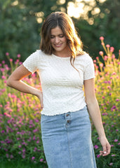 Taupe Floral Lettuce Hem Top