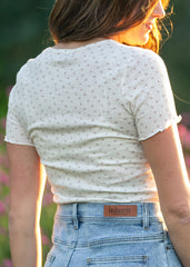 Taupe Floral Lettuce Hem Top