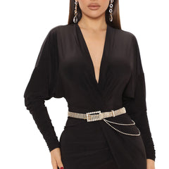 Gold Stone Drape Statement Belt