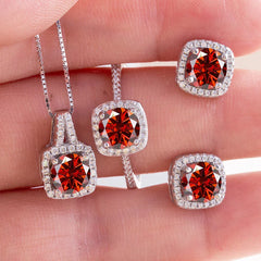 Sterling Silver 3-Piece Moissanite Jewelry Set 1ct Necklace Ring Earrings