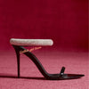 Crystal Strap Stiletto Sandals Pointed Toe Black Patent Leather